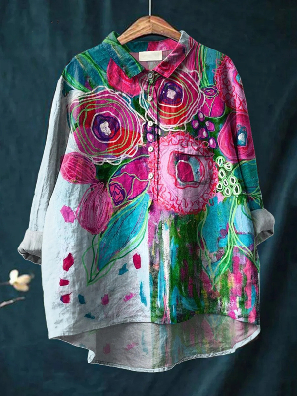 Skylar | Charming Vintage Floral Art Casual Shirt