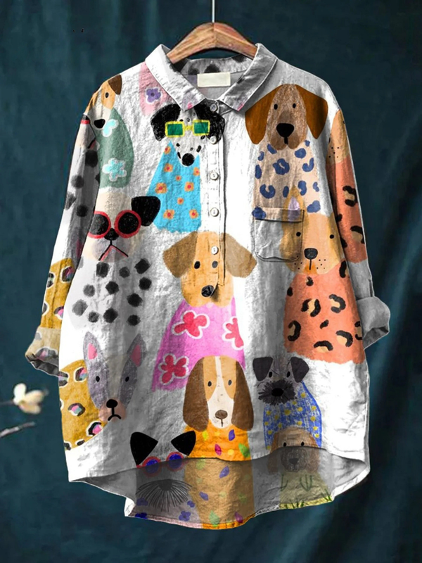 Brigitte | Colorful Cartoon Dog Fun Casual T-Shirt for Women