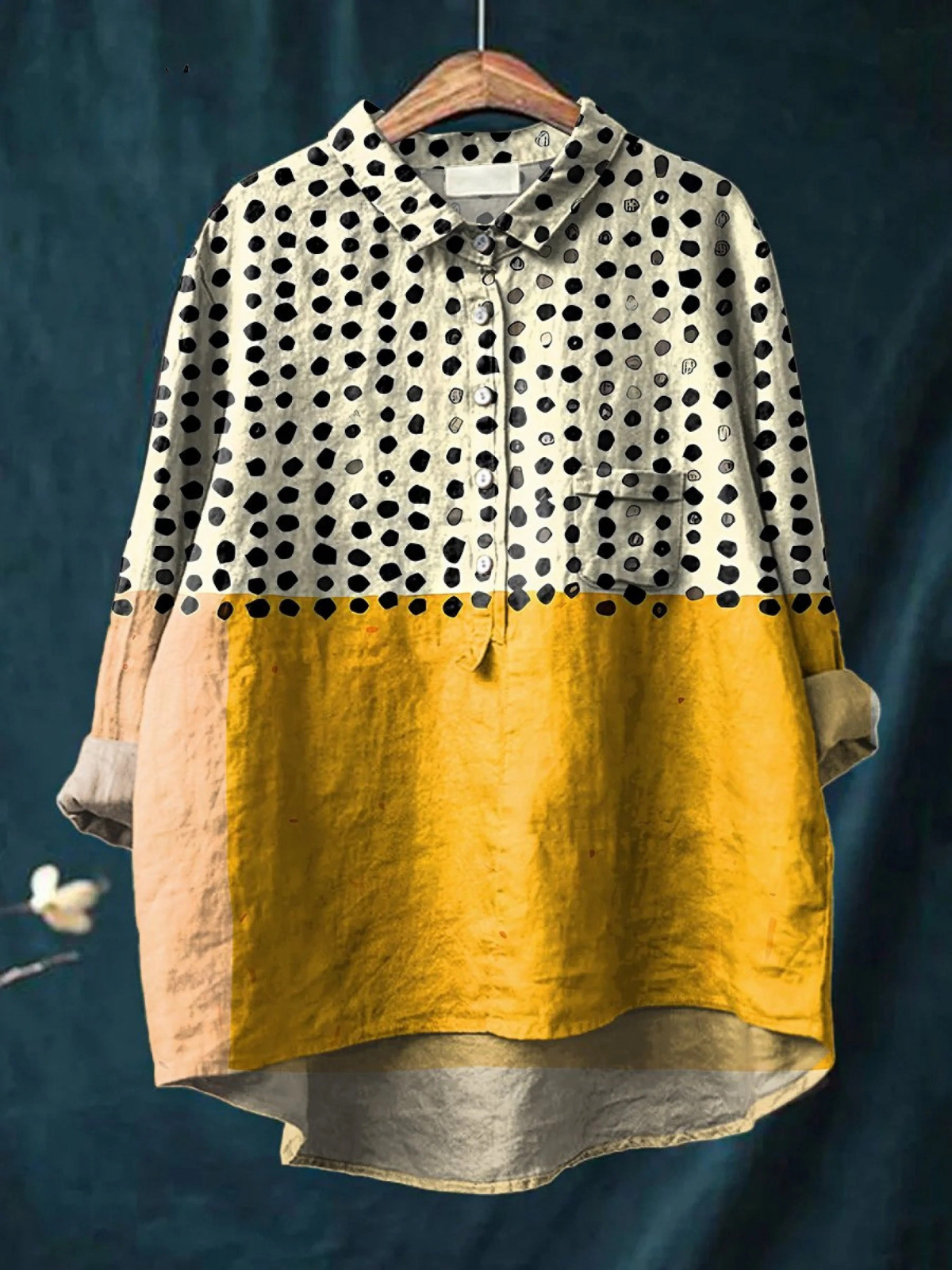Alessia | Women's Casual Shirt with Yellow Polka Dot Print