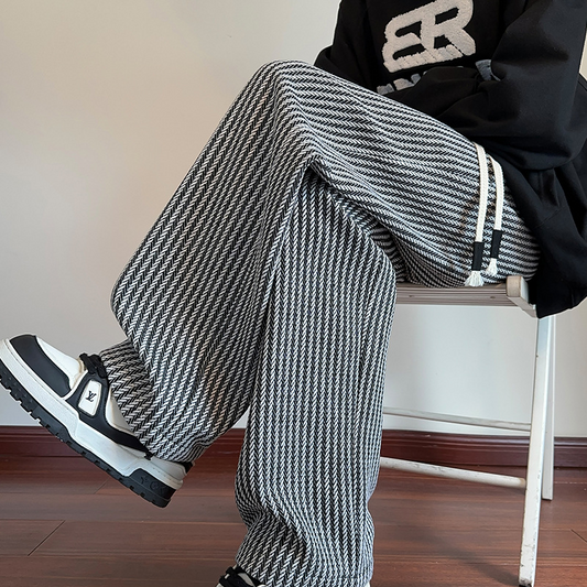 XAVIERA – MODERN STRIPED FLEECE PANTS