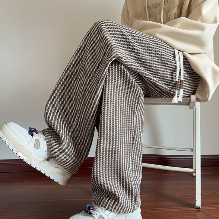 XAVIERA – MODERN STRIPED FLEECE PANTS