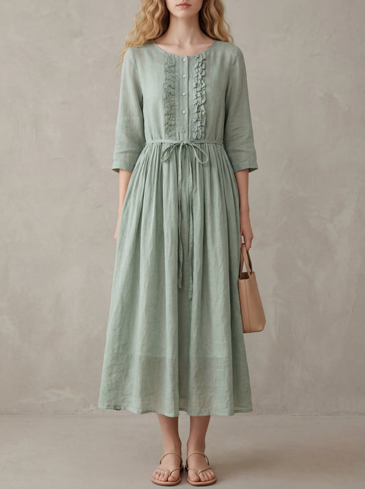 Odette · Midi Dress with Adjustable Lace-Up Waist