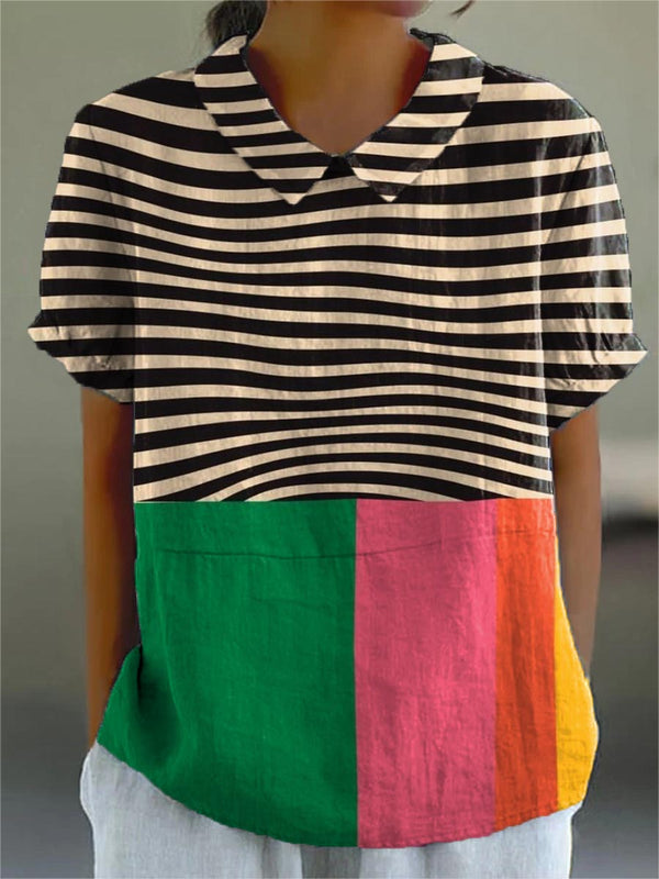Eva | Bold Striped and Color Block Shirt