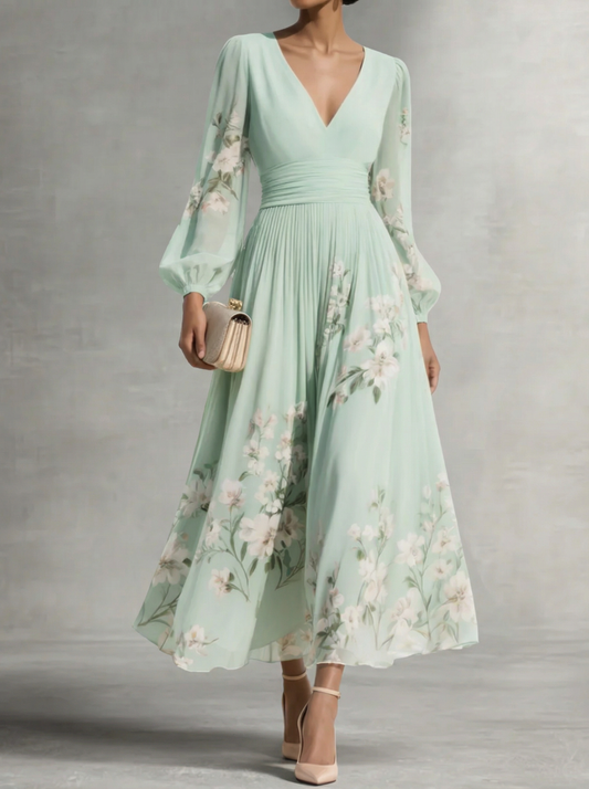 Hélène · Midi Dress with Floral Embroidery